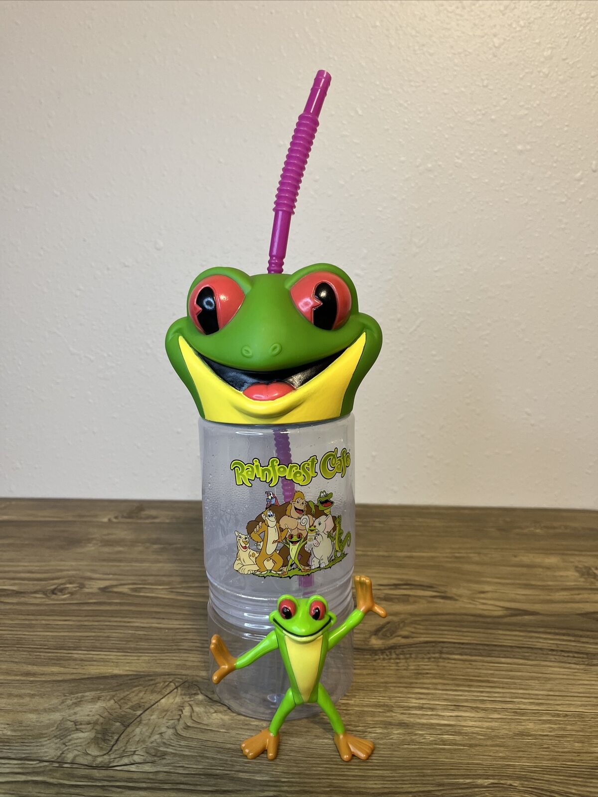 Rainforest Cafe Tree Frog 3D Head Water Bottle Souvenir Drink & Snack With Frog