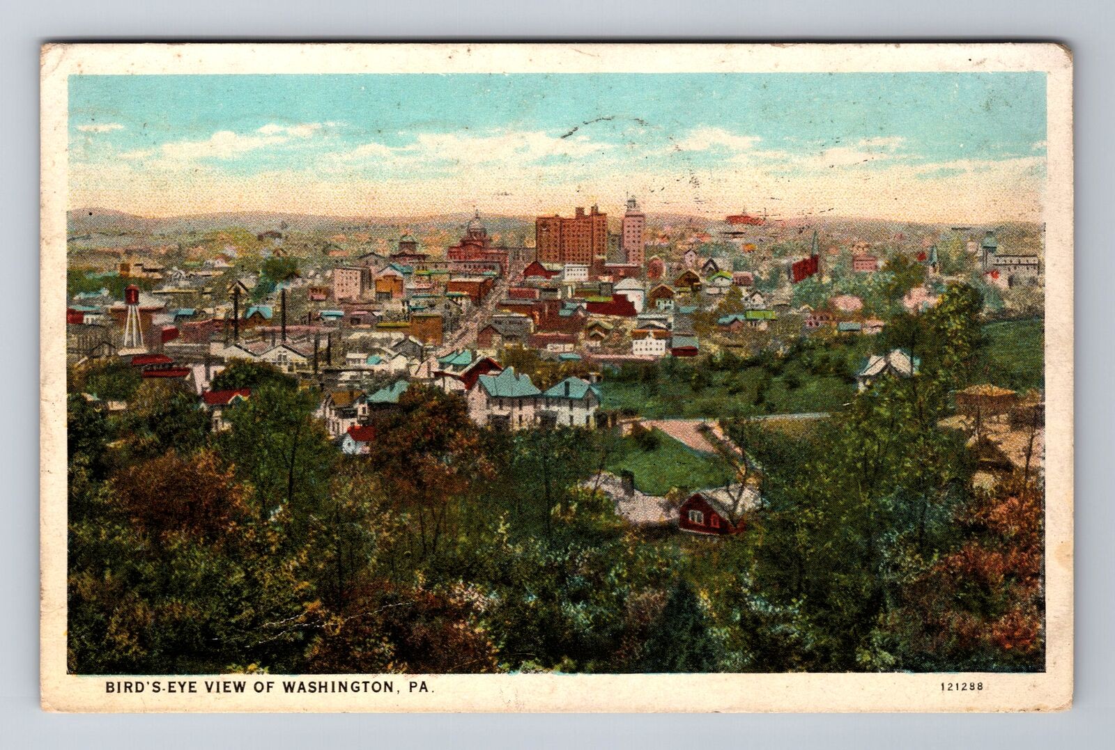 Washington PA-Pennsylvania, Birds Eye View Washington, Vintage c1934 Postcard