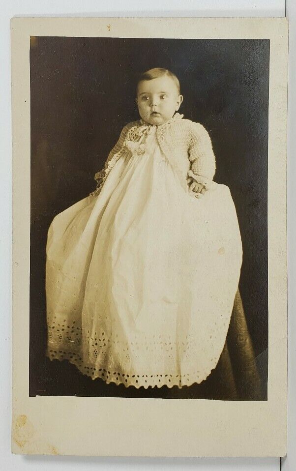 Uhrichsville Ohio Darling Baby Photo by Clarence Grove Photographer Postcard O4