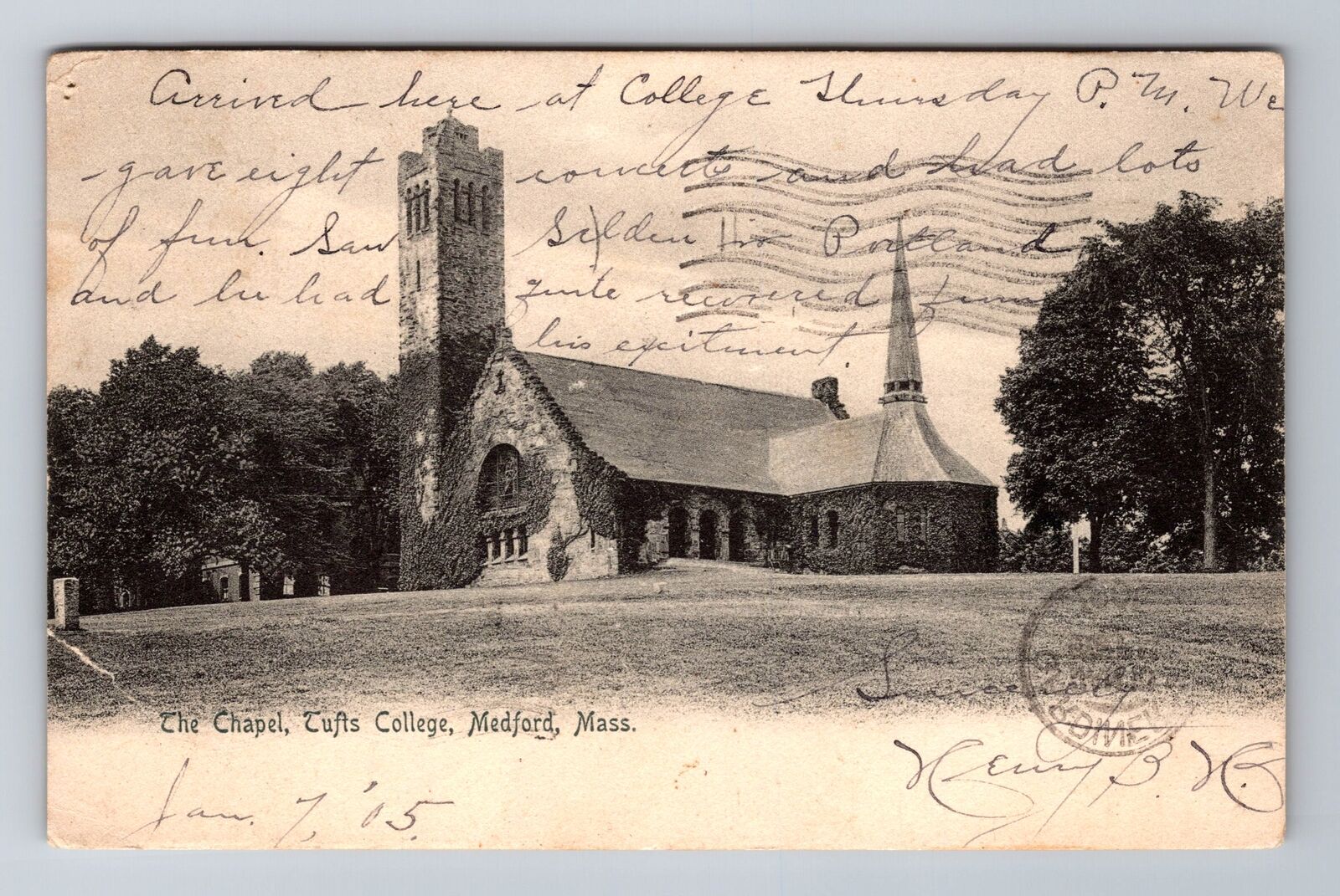 Medford MA- Massachusetts, The Chapel, Tufts College, Vintage c1905 Postcard