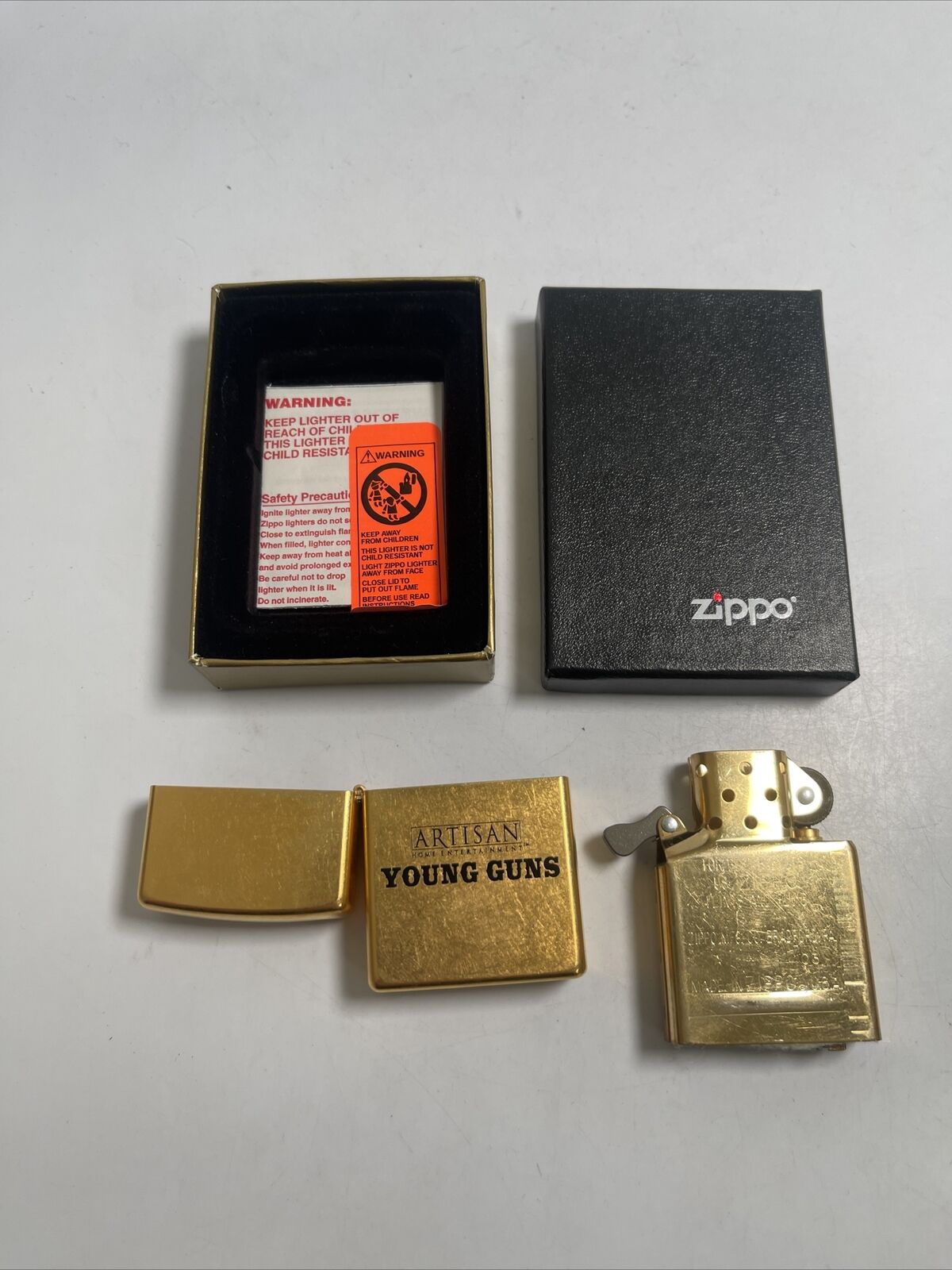 Oem Zippo Lighter Gold Artisan Home Entertainment YOUNG GUNS With Box