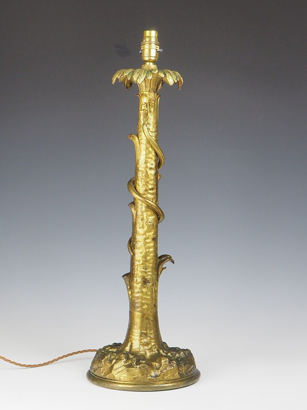 Impressive Gilt Laquared Tree with Serpent Snake Table Lamp