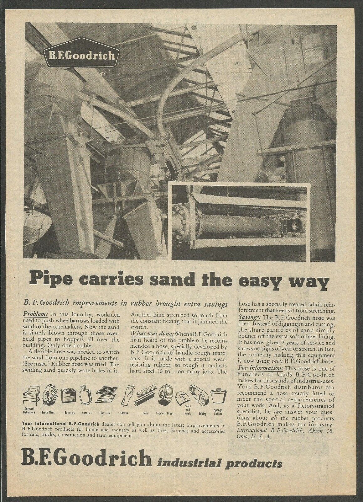 B.F.GOODRICH Industrial Products - 1958 Vintage Print Ad