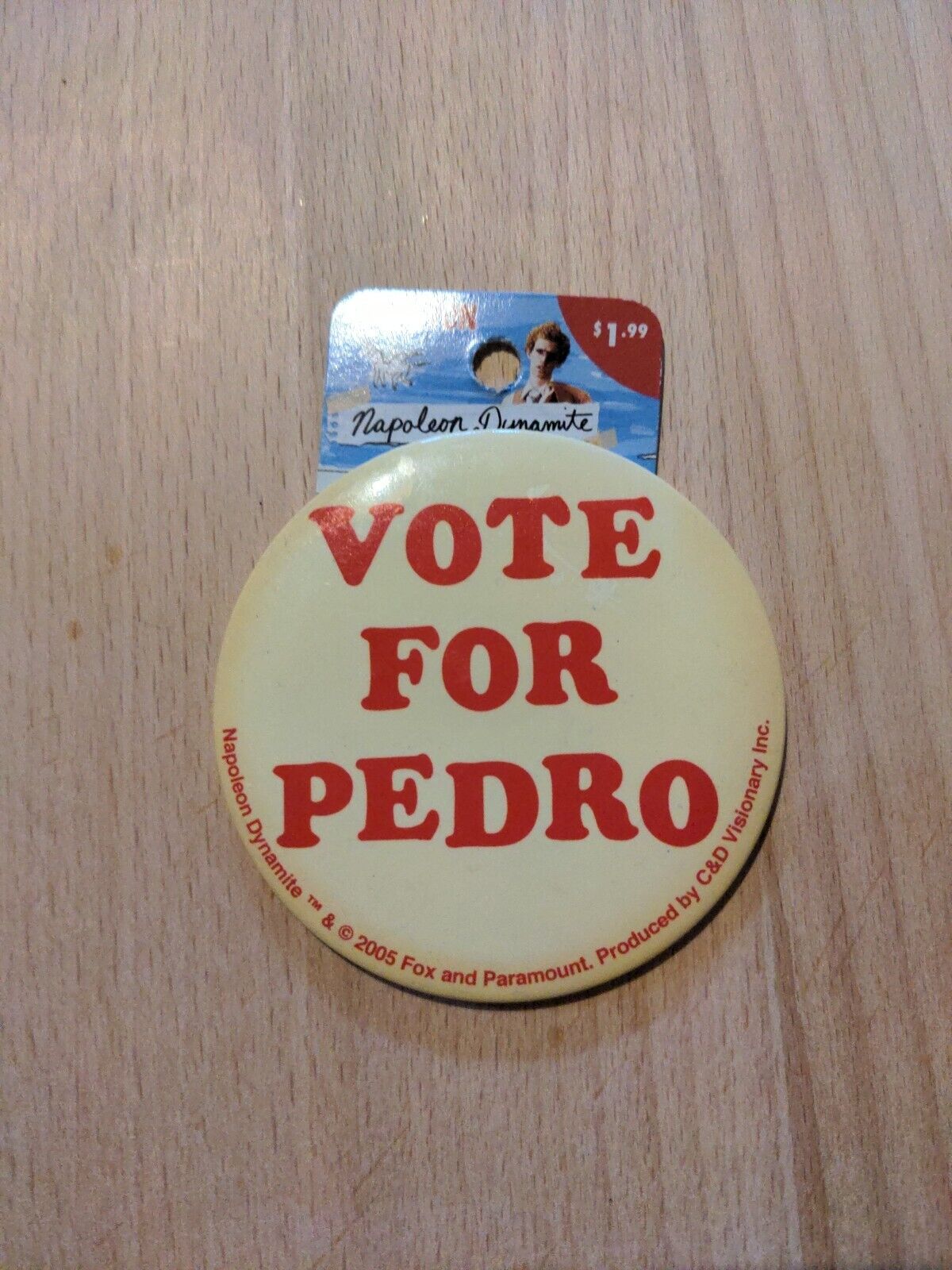 Napoleon Dynamite Vote For Pedro Off-White Button 3\