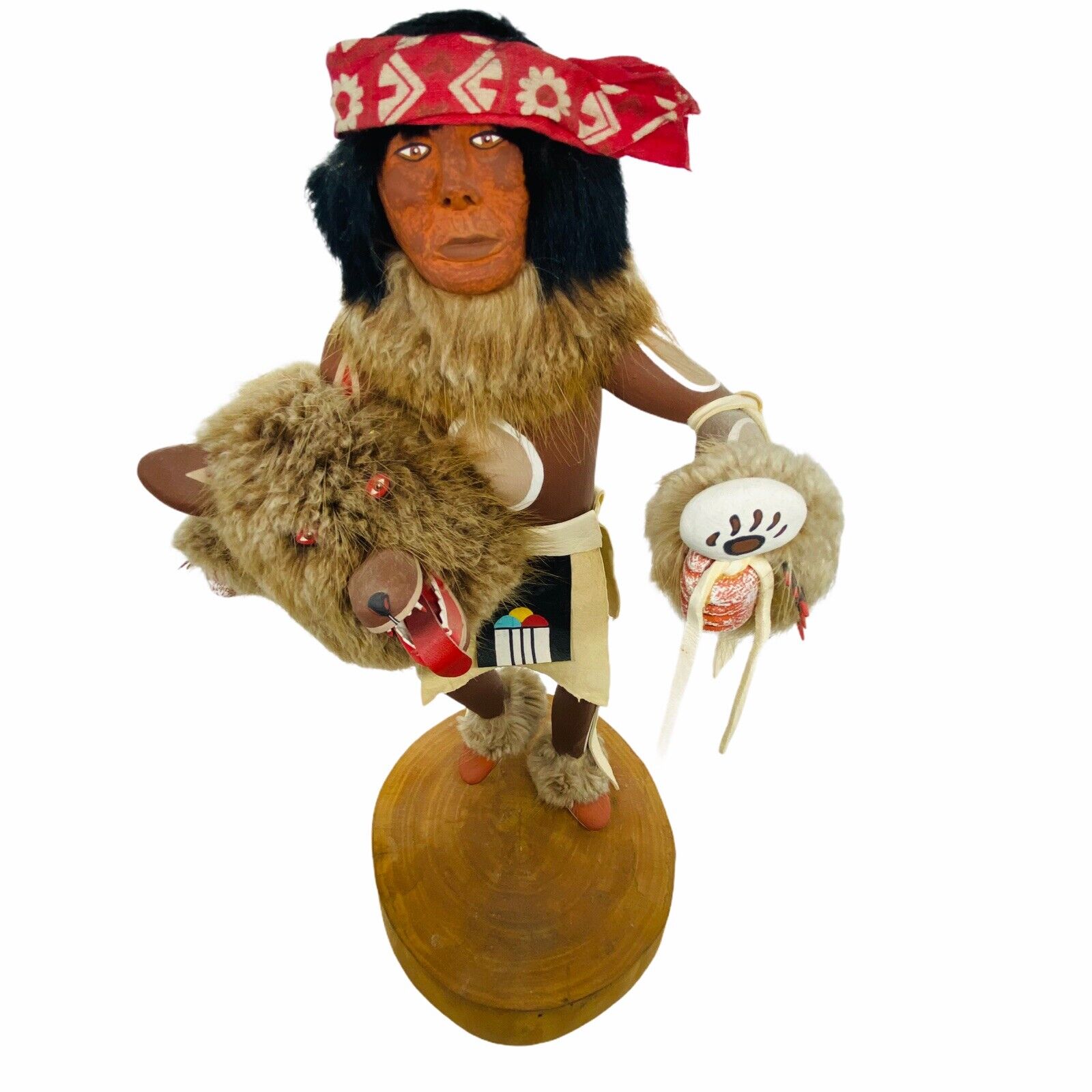 Native American Kachina Doll Unmasked Brown Bear Signed Hank Orr & MOSI 16”