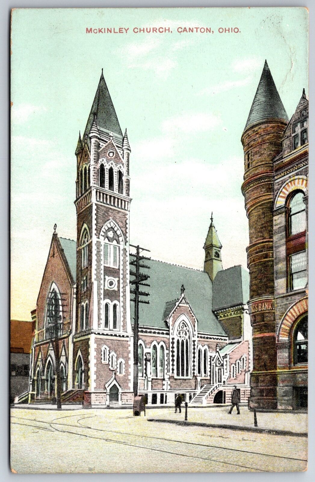 Canton Ohio~Downtown McKinley Presbyterian Church~c1910 Postcard