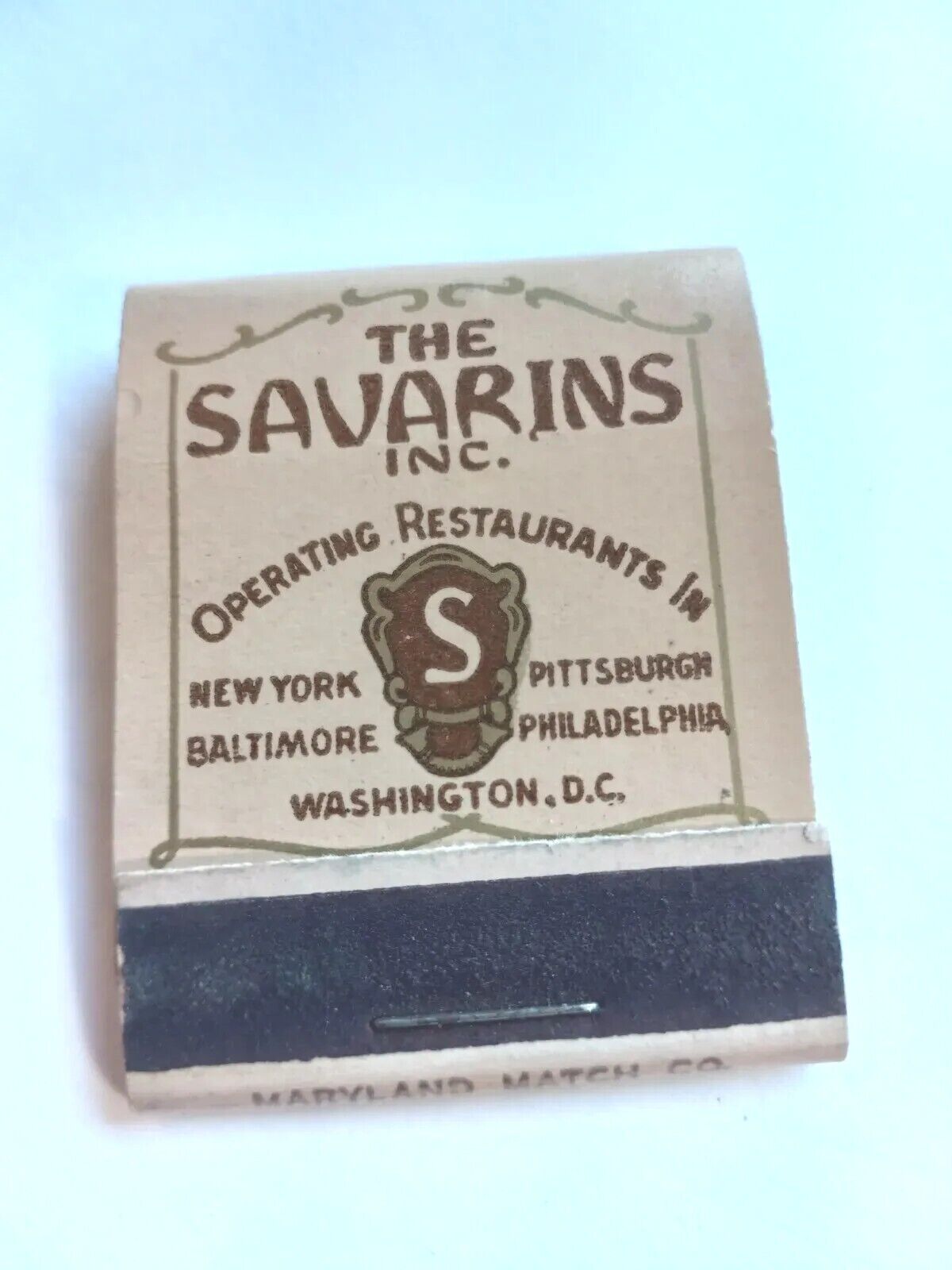 The Savarins Restaurants New York Washington Pittsburgh Matchbook