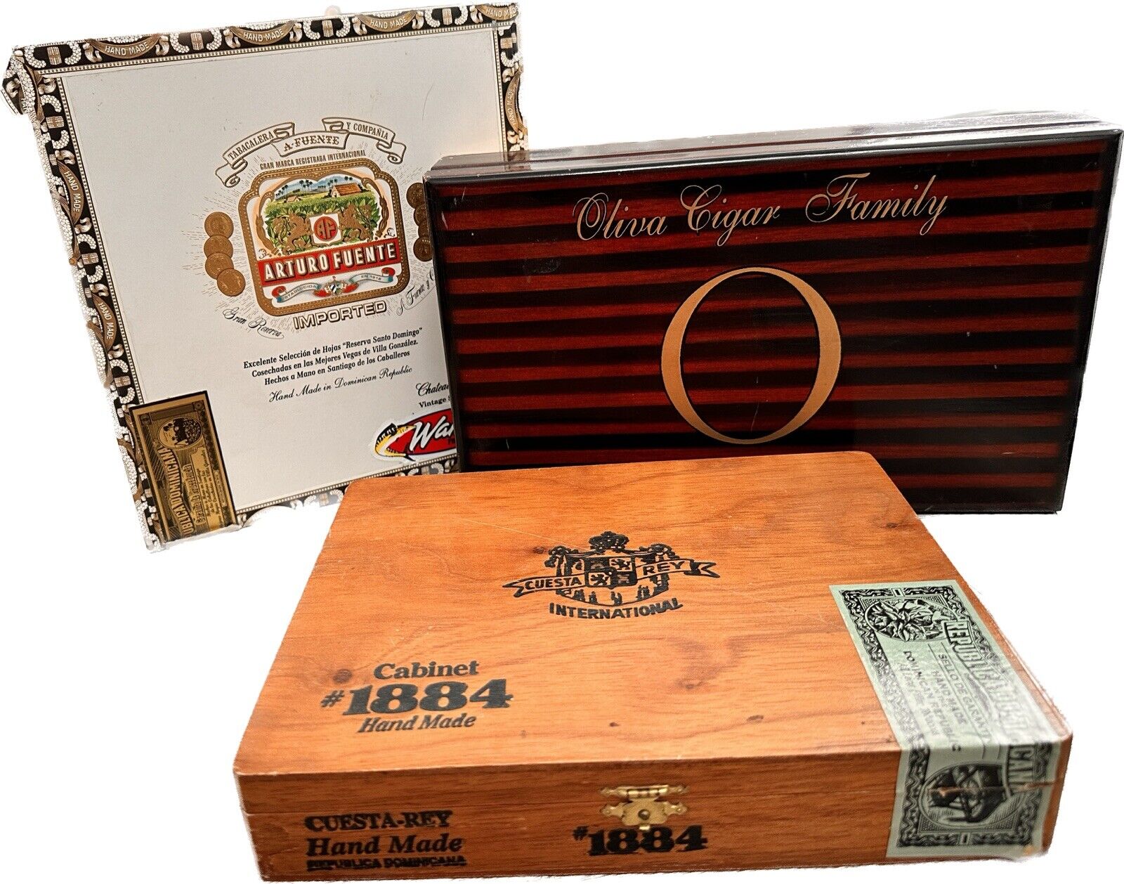 Mixed Lot Three Cigar Boxes Cuesta Rey, Arturo Fuente, Oliva Family