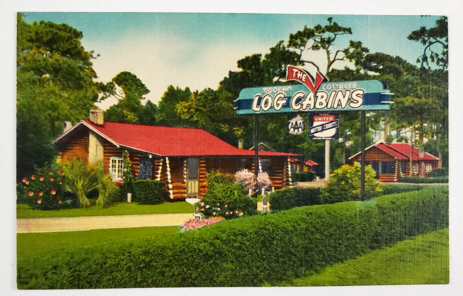 1940s Log Cabins US 98 Panama City St Andrews Florida FL Postcard Roadside