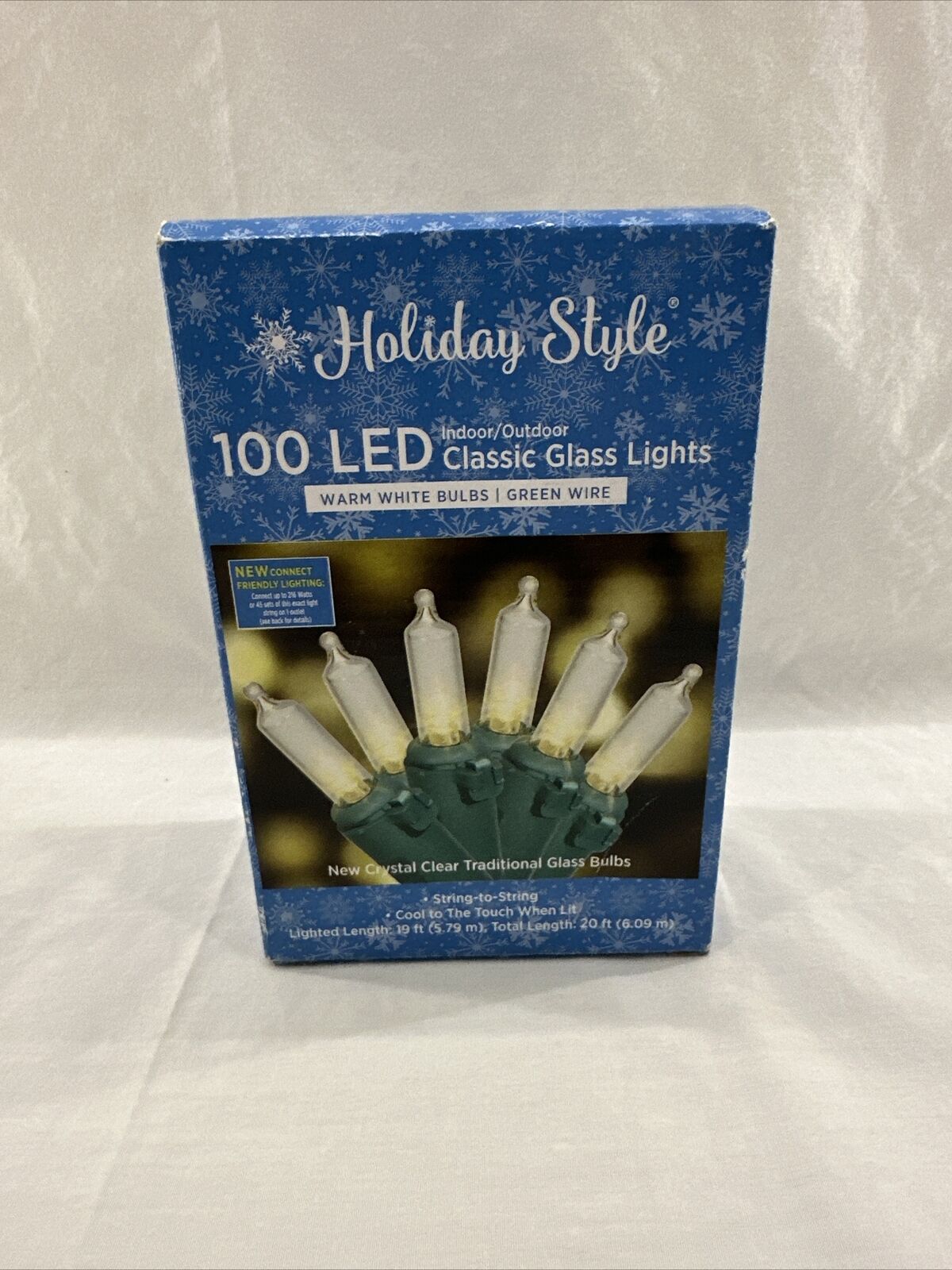 Holiday Style 100 LED Warm Classic Glass Lights Indoor/Outdoor 19’