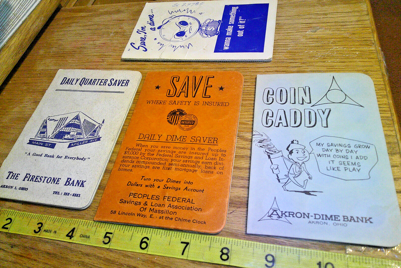 four original vintage coin saver bank folders #1