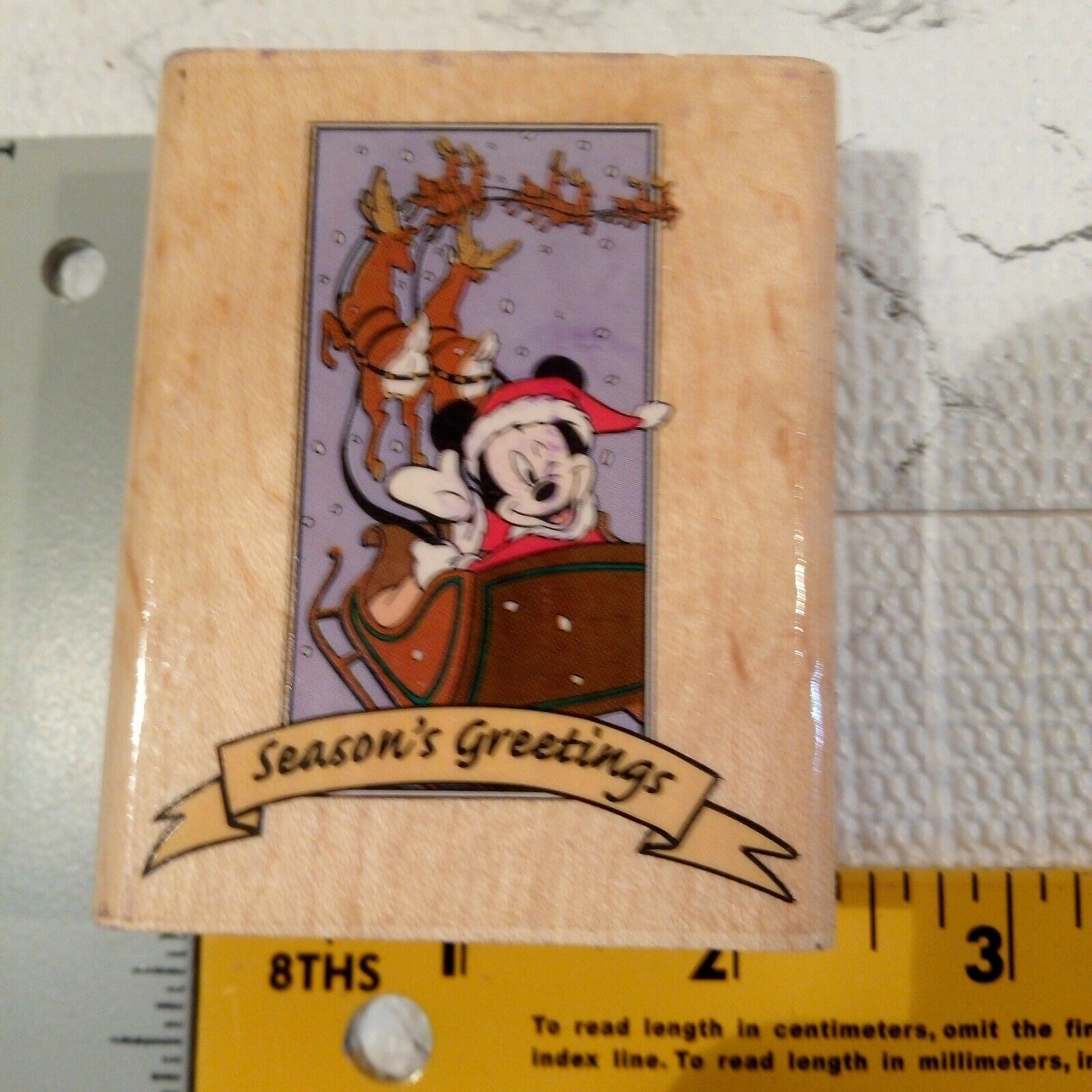 Mickey\'s Christmas Sleigh A517E Rubber Stampede Stamp crafts DIY use wear