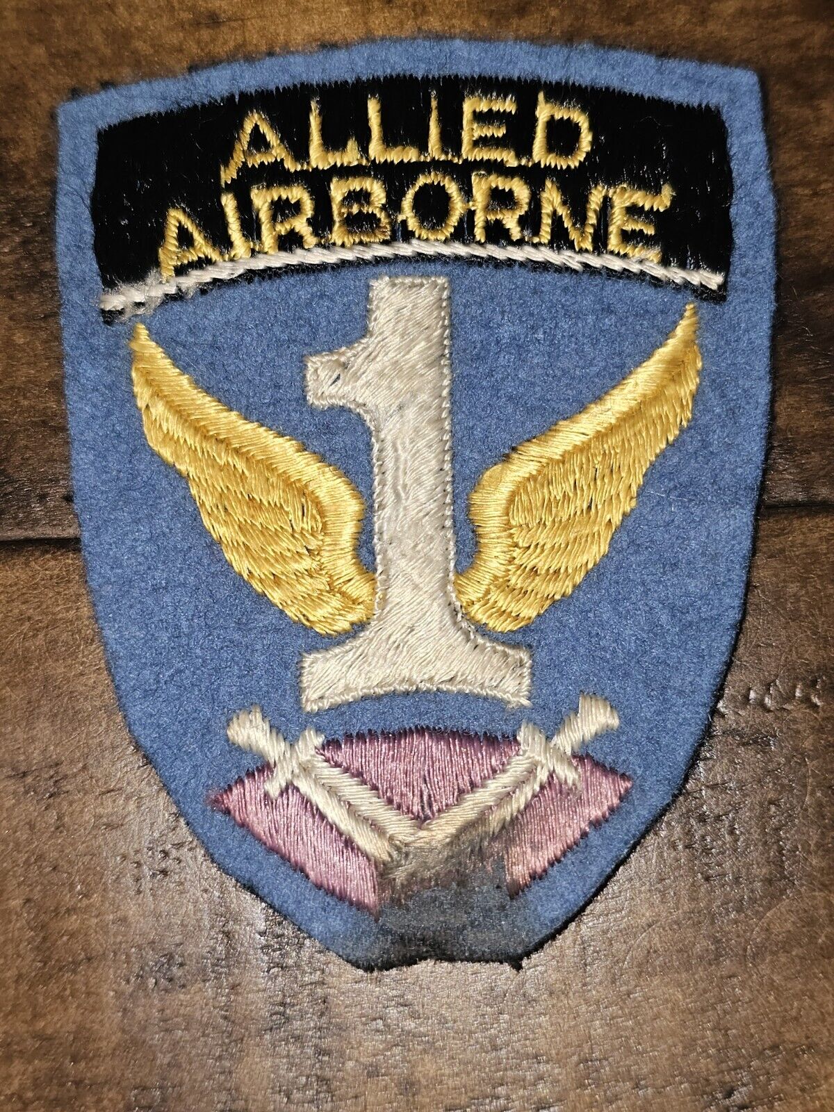 WWII US Army BRITISH MADE 1st Allied Airborne Blue Gray Wool Patch L@@K