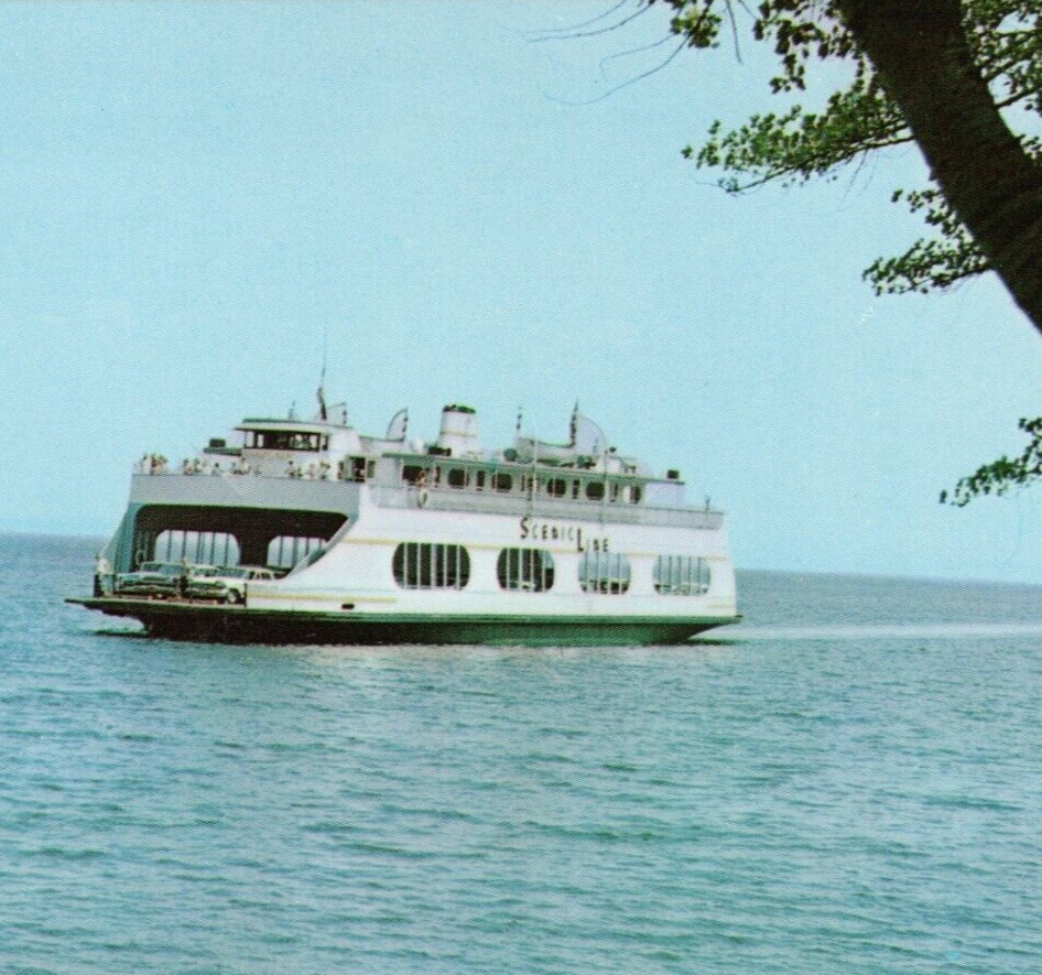 MV Champlain Ferry on Lake Champlain Port Kent NY 1960s Vintage Postcard UNP