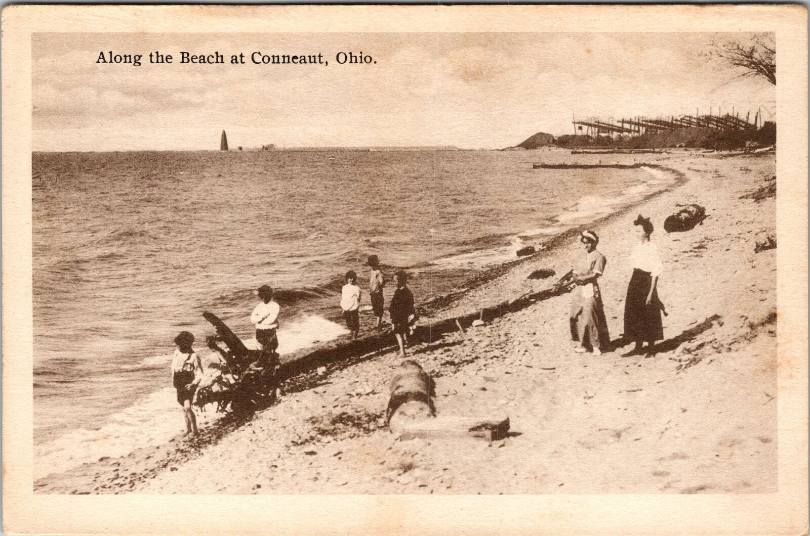 Conneaut OH-Ohio, Along The Beach, Ocean, Vintage Postcard