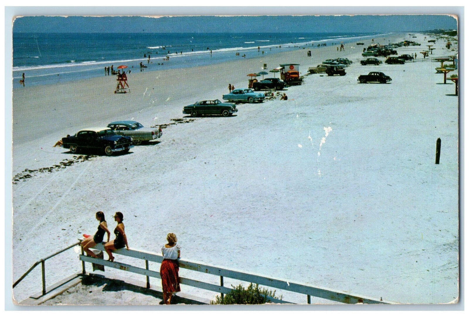 c1960's Crowd Viewing of The Beautiful Beach of New Smyrna Florida FL Postcard