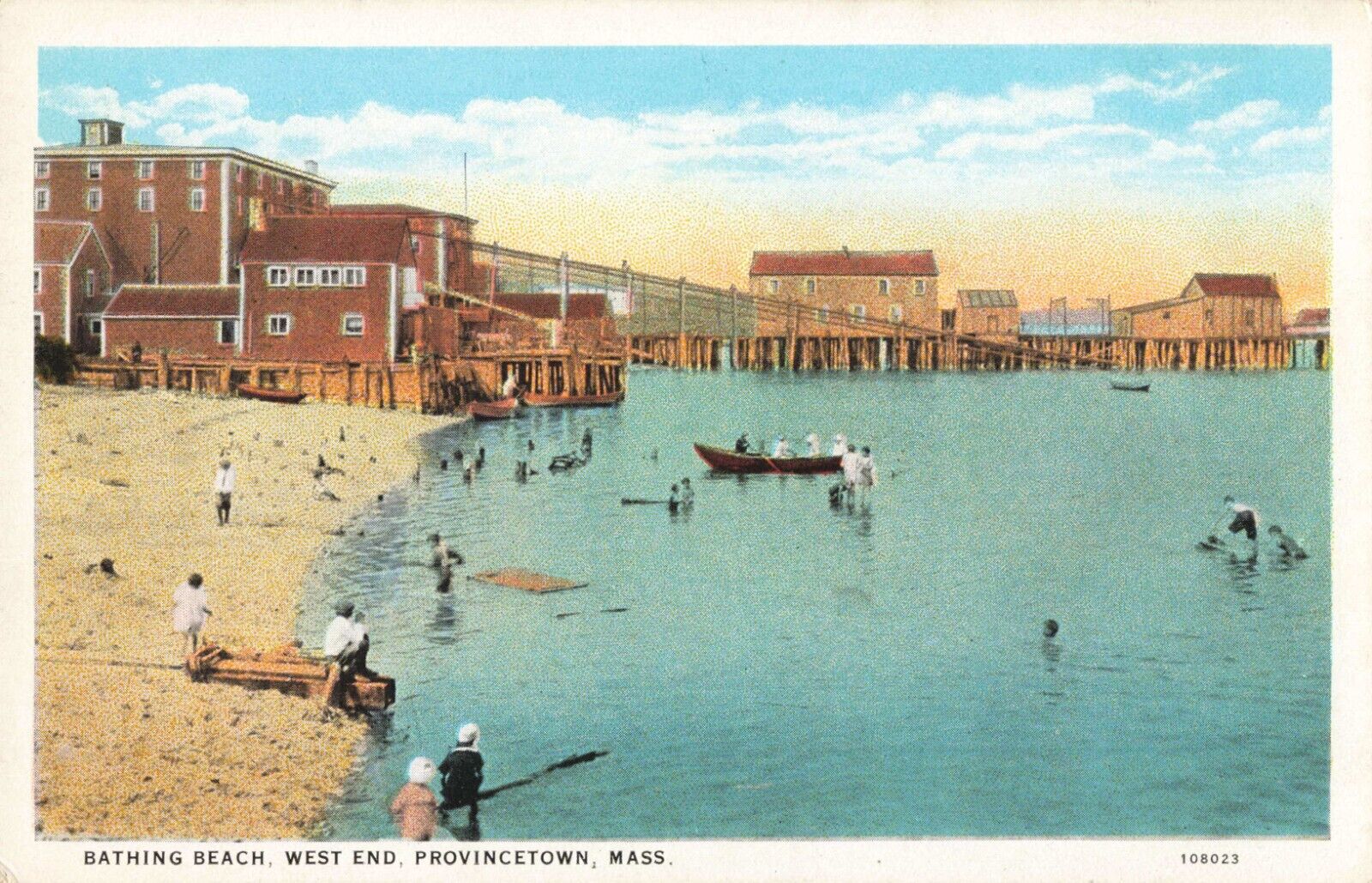 Bathing Beach West End Provincetown Massachusetts MA c1920s Postcard