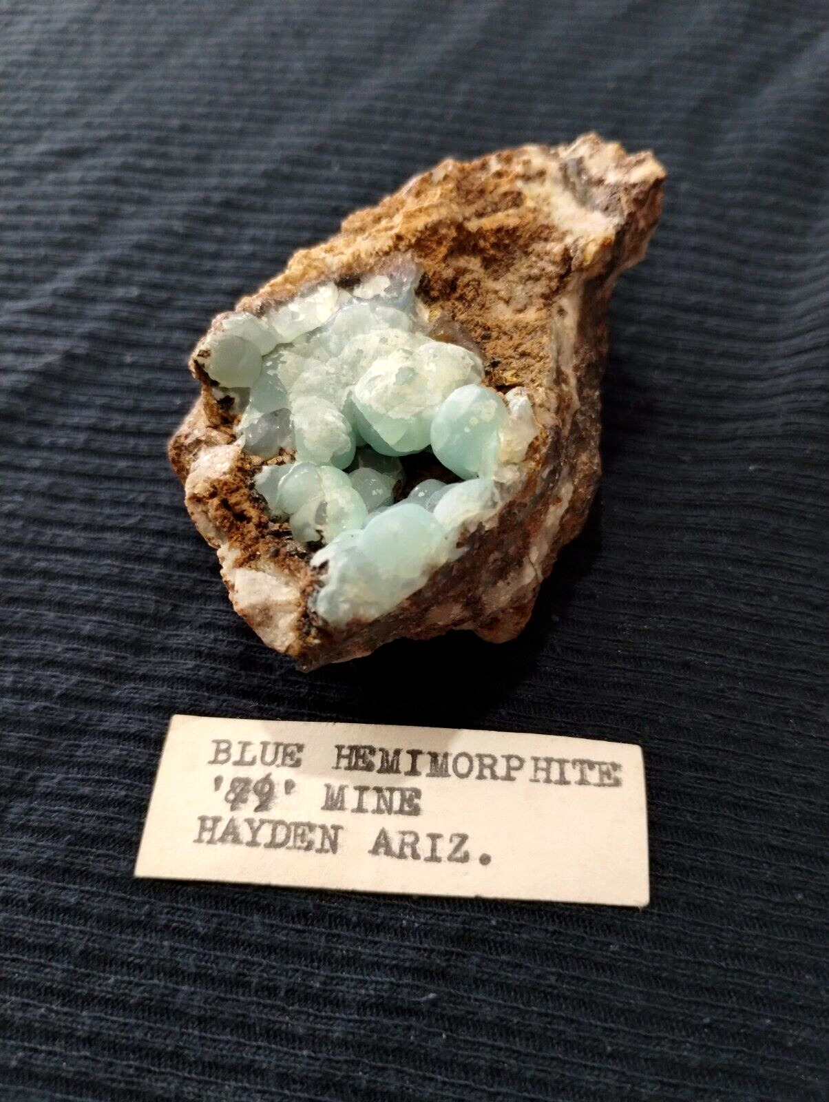 Blue Hemimorphite from 79 Mine, Hayden, Arizona