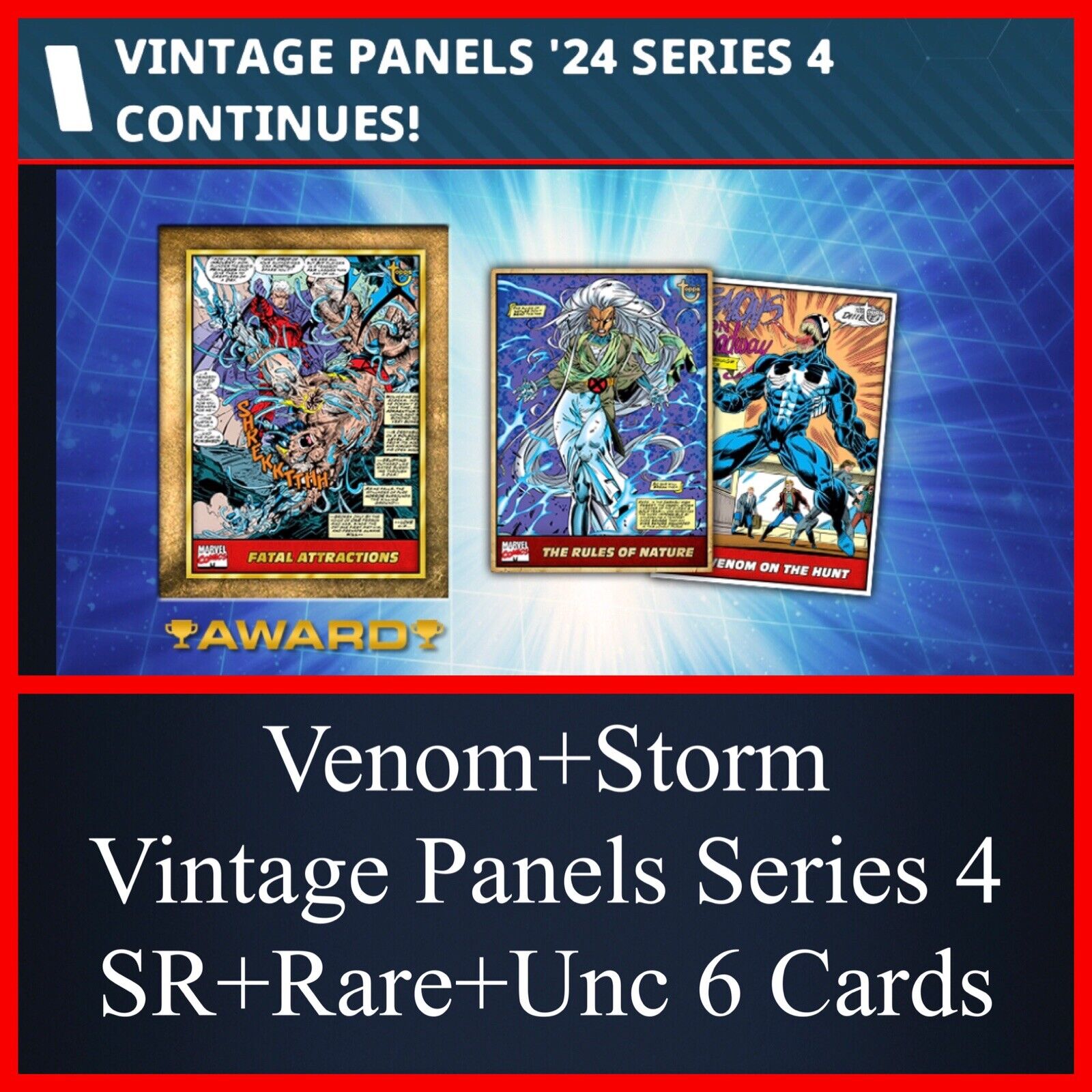 WEEK 4/SERIES 4 VINTAGE PANELS-SUPER RARE+R+UC 6 CARDS-TOPPS MARVEL COLLECT