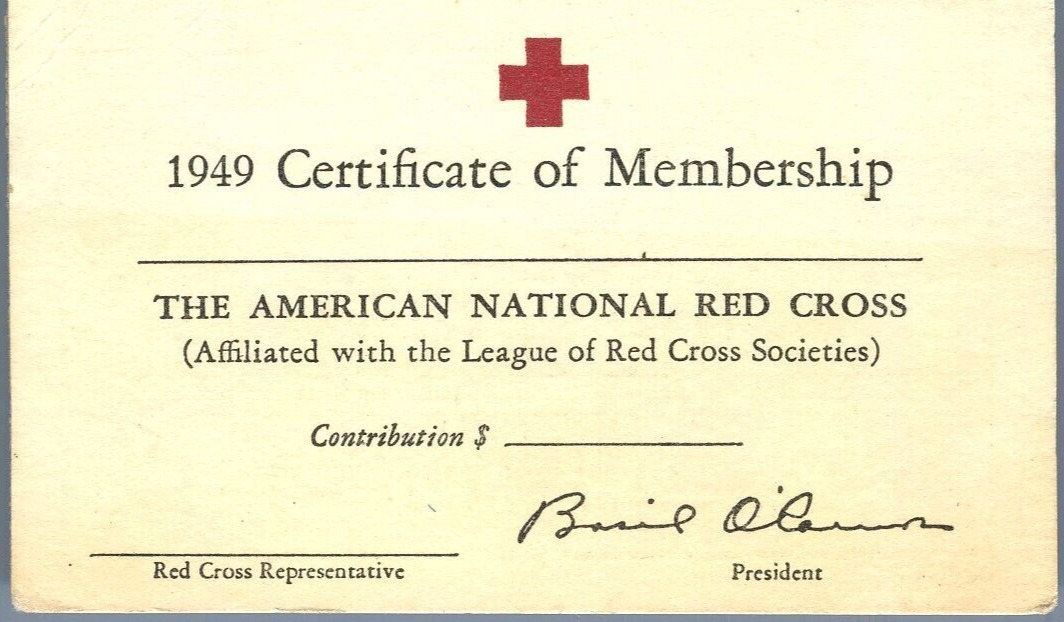 Vintage 1949 American National Red Cross Membership Card Calendar Unused 3.5X2.2