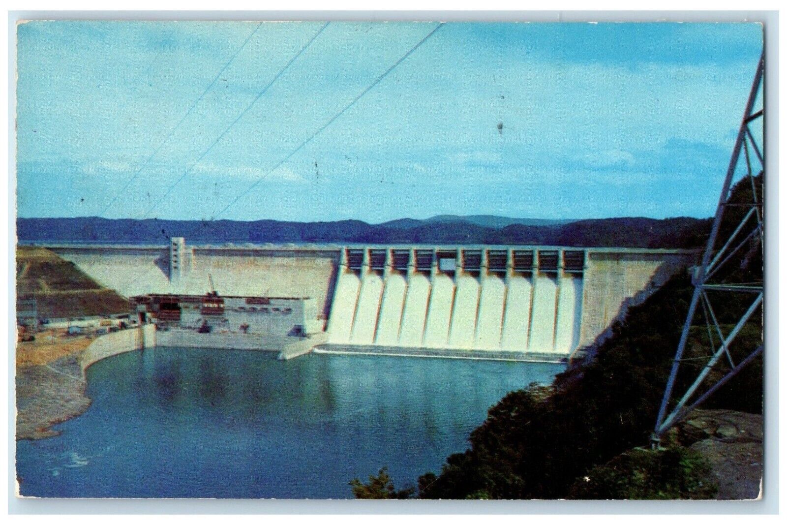 1956 Scenic View Wolf Creek Dam Russell County Rowena Kentucky Vintage Postcard