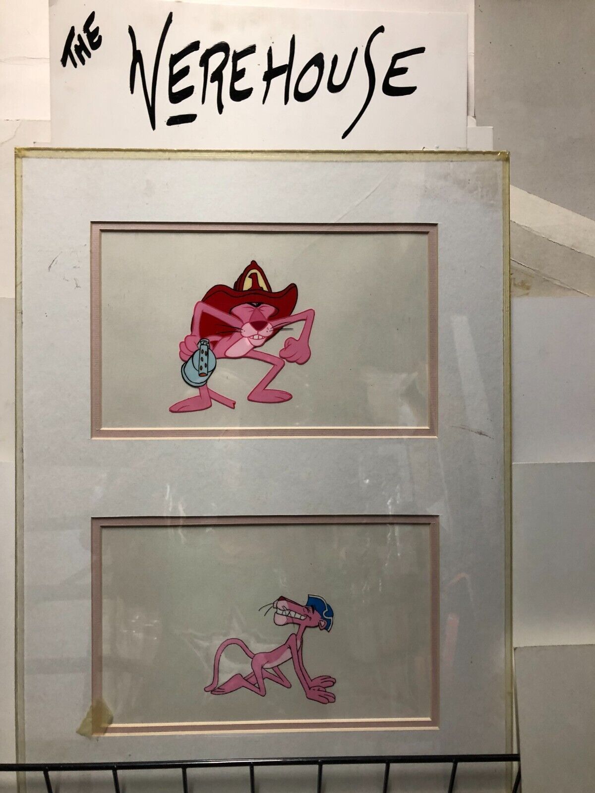 PINK PANTHER  double header - two matted animation cells Hanna Barbera classic