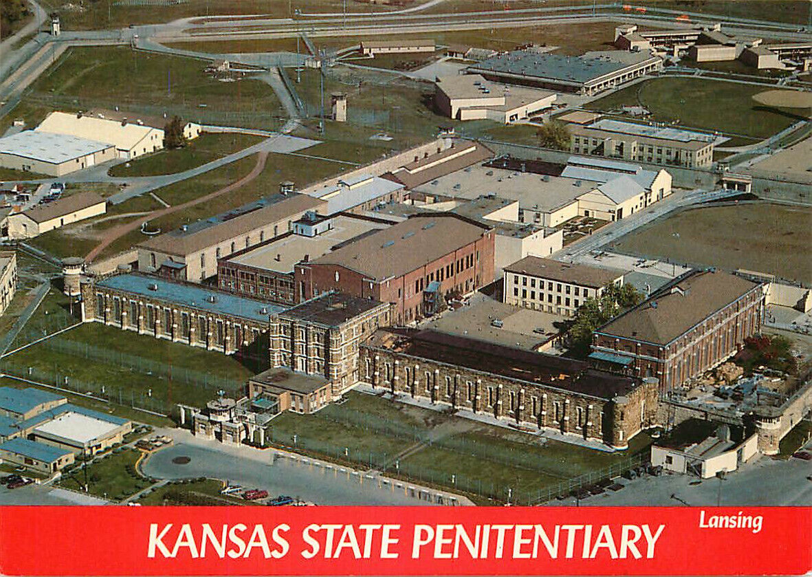 Postcard Aerial View of Kansas State Penitentiary in Lansing Kansas, KS