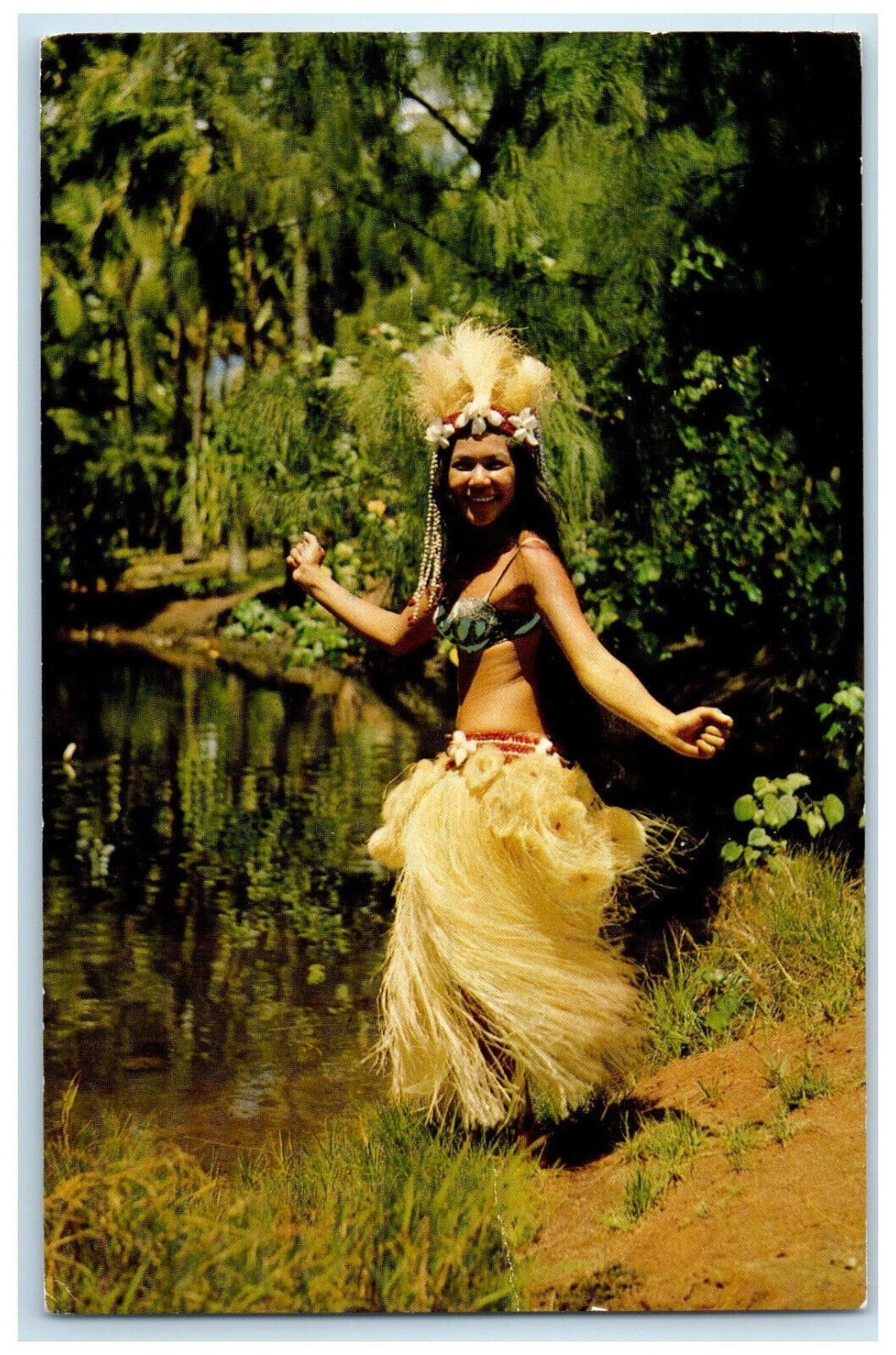 c1960's Impeccable Tamoure Performed By Miss Lea Avaemai Tahiti Postcard
