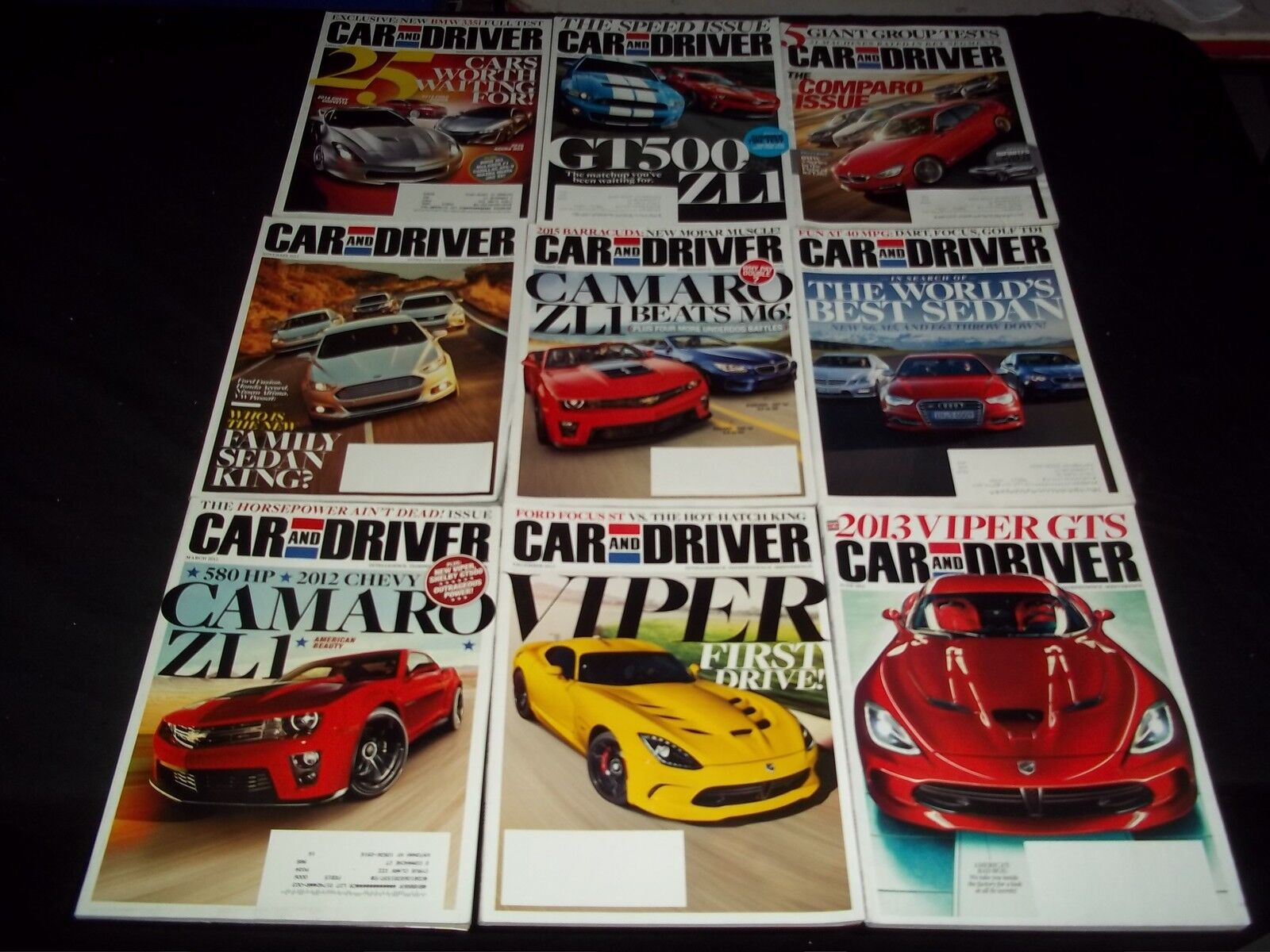 2012 CAR AND DRIVER MAGAZINE LOT OF 11 ISSUES - NICE AUTOMOBILE COVERS - M 636