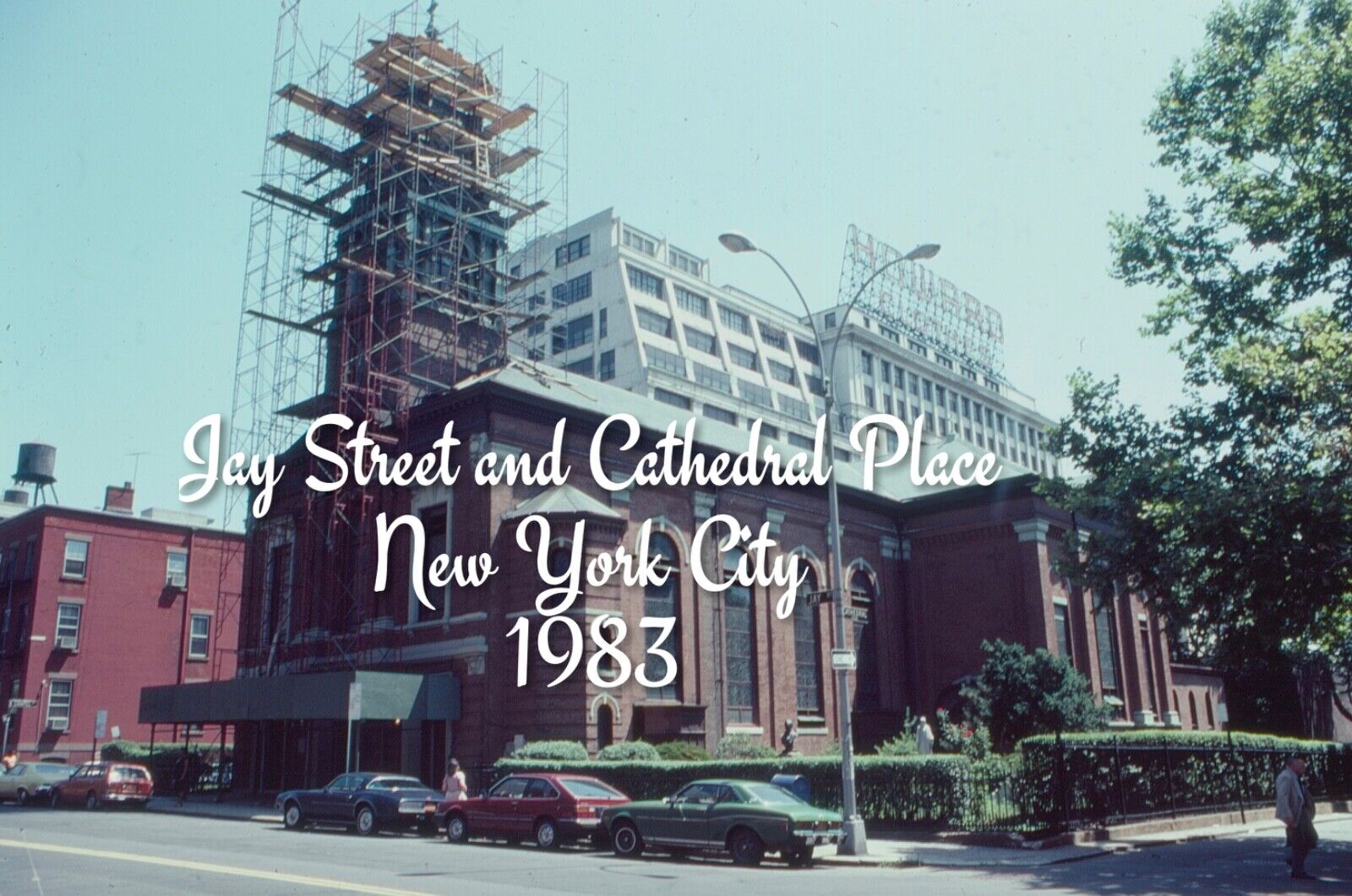 35mm slide Jay Street & Cathedral Place New York City - 1976