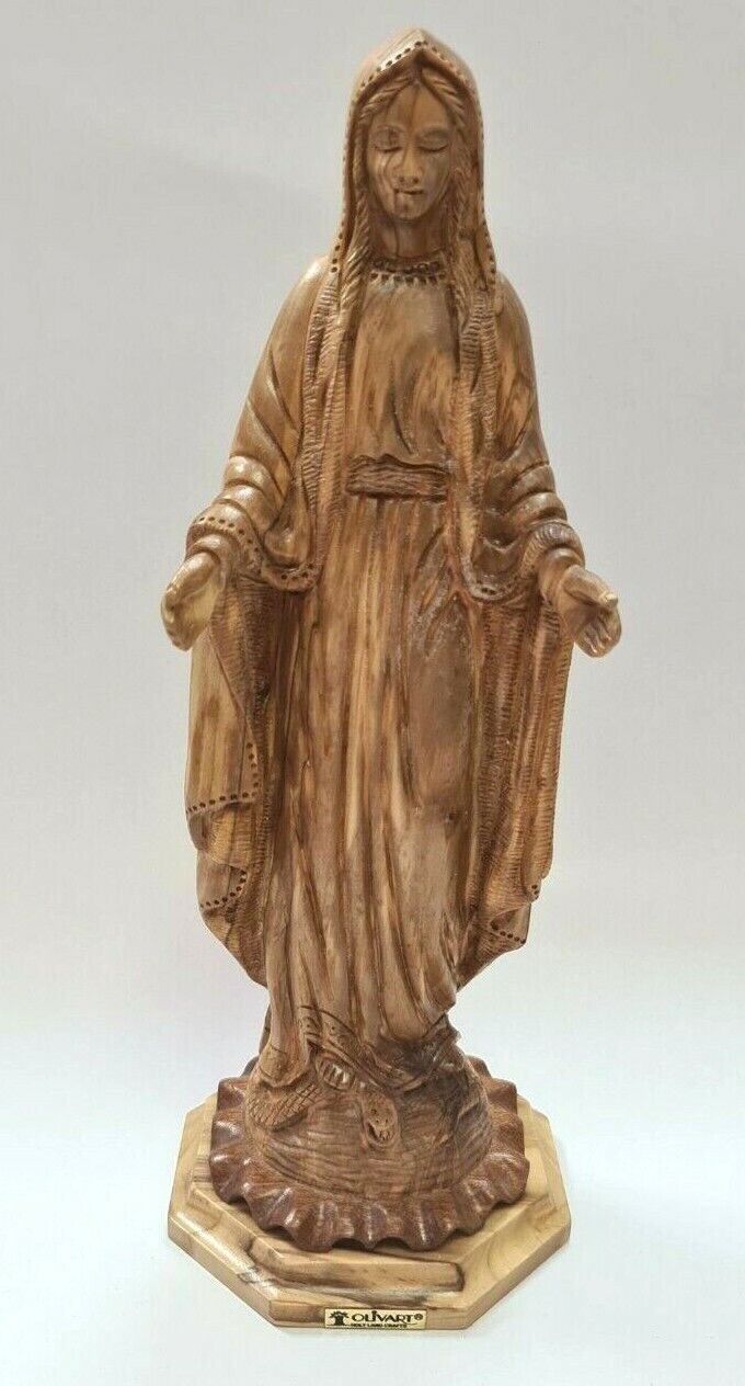 Nice Blessed Virgin Mary olive wood hand carved holy land Bethlehem 29*11 cm 