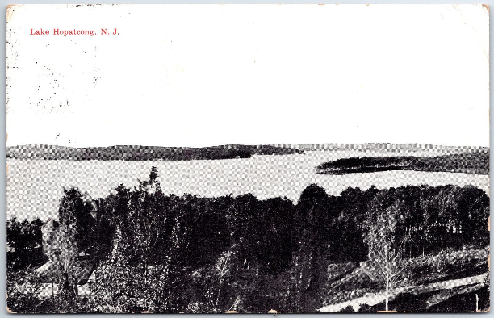 VINTAGE POSTCARD LAKE HOPATEONG NEW JERSEY POSTED 1913 RARE VIEW