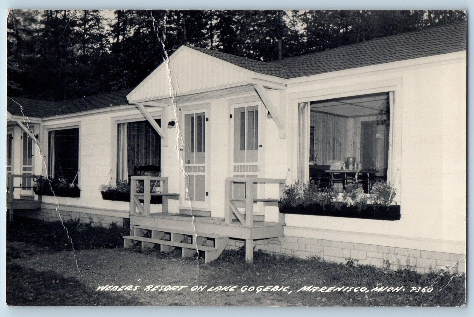 Marenisco Michigan MI Postcard RPPC Photo Weber's Resort On Lake Gogebic c1930's
