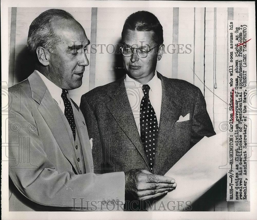 1949 Press Photo Carlton Skinner and John Koehler asst. secretary of the Navy