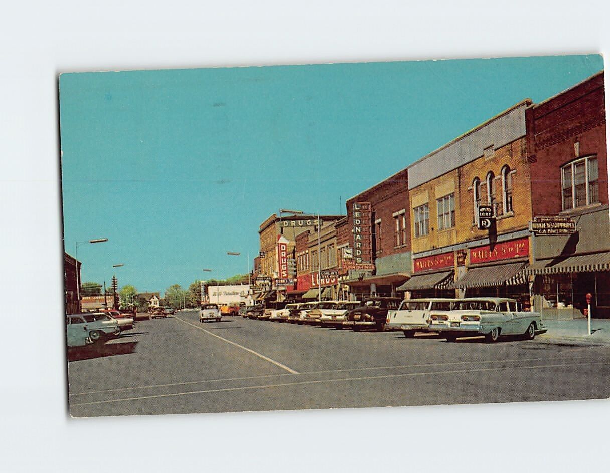 Postcard Main Business Street Sangamon Avenue Rantoul Illinois ISA