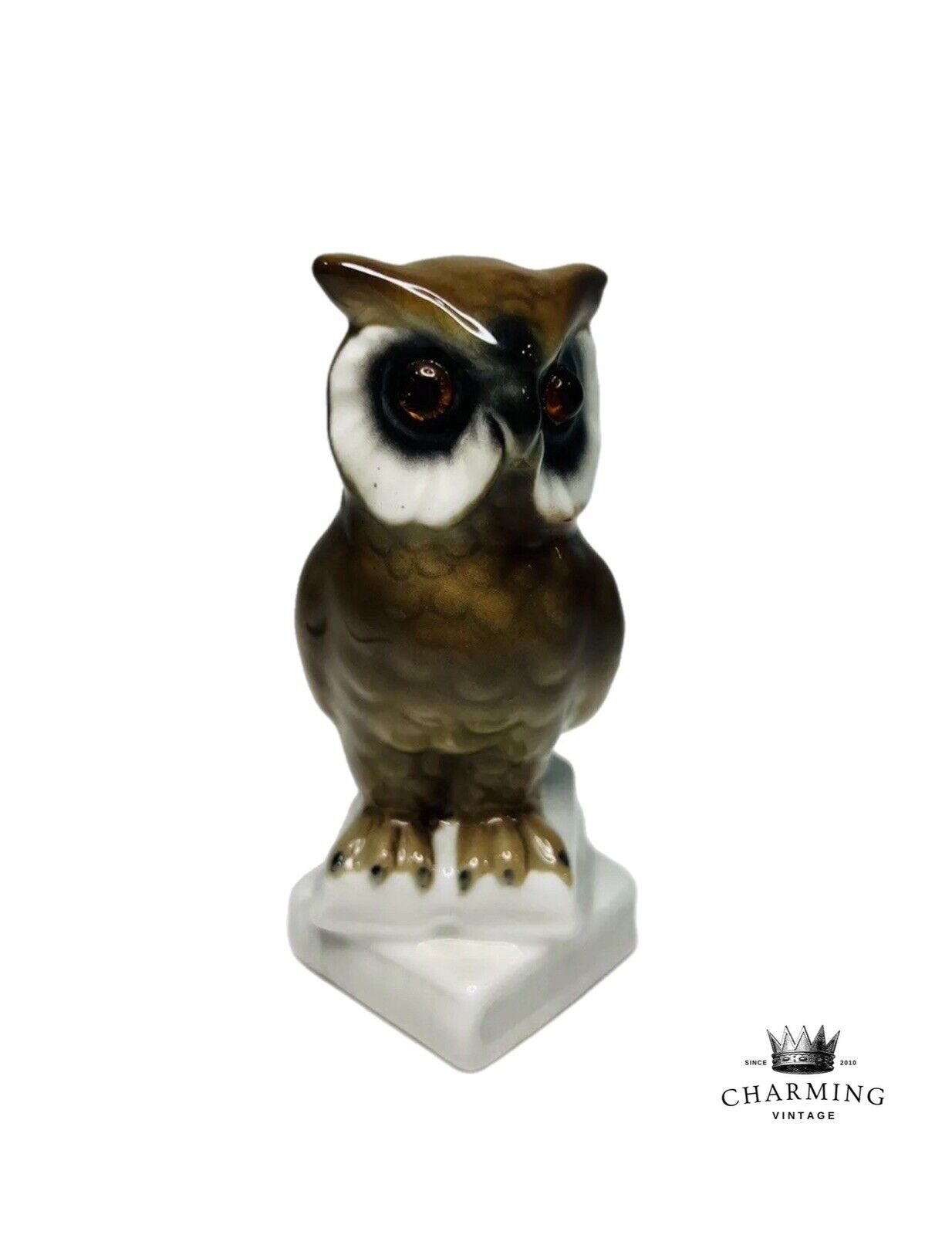 Vintage West Germany Hand Painted Porcelain Owl Figurine