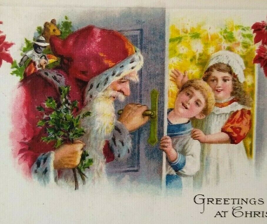 Santa Claus Christmas Postcard John Winsch Back 1924 Troy NY Germany Series 4705