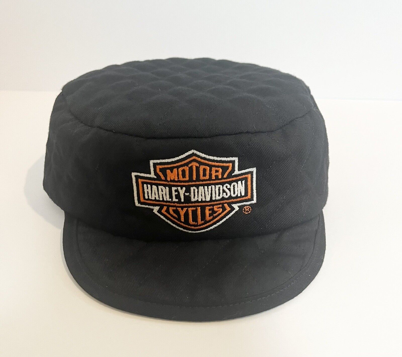 Harley Davidson Hat Black  Welder’s Quilted Vintage S/M Short Brim