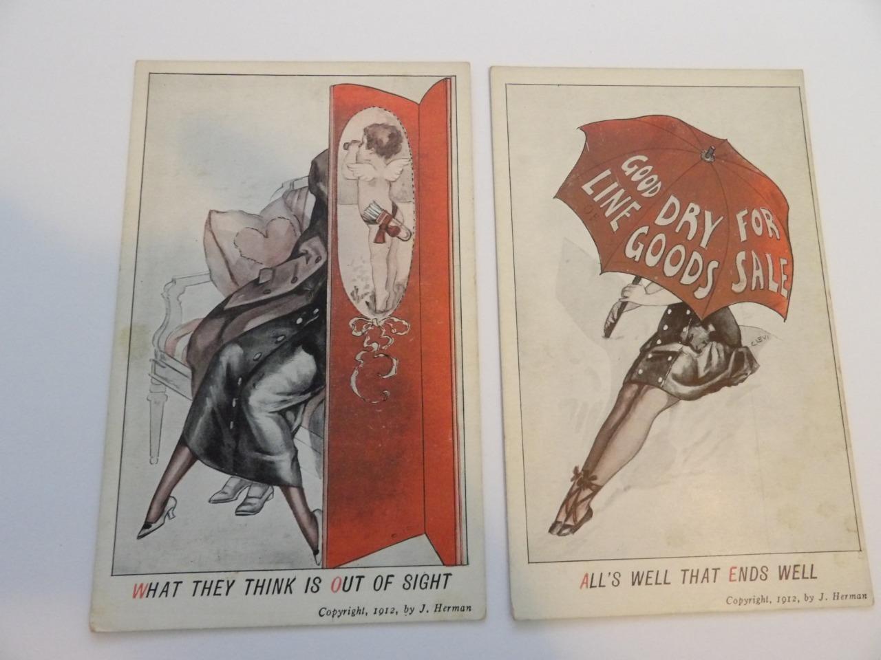 Antique Lot of 2 J. Herman Postcard Postcards 1912 Series 77