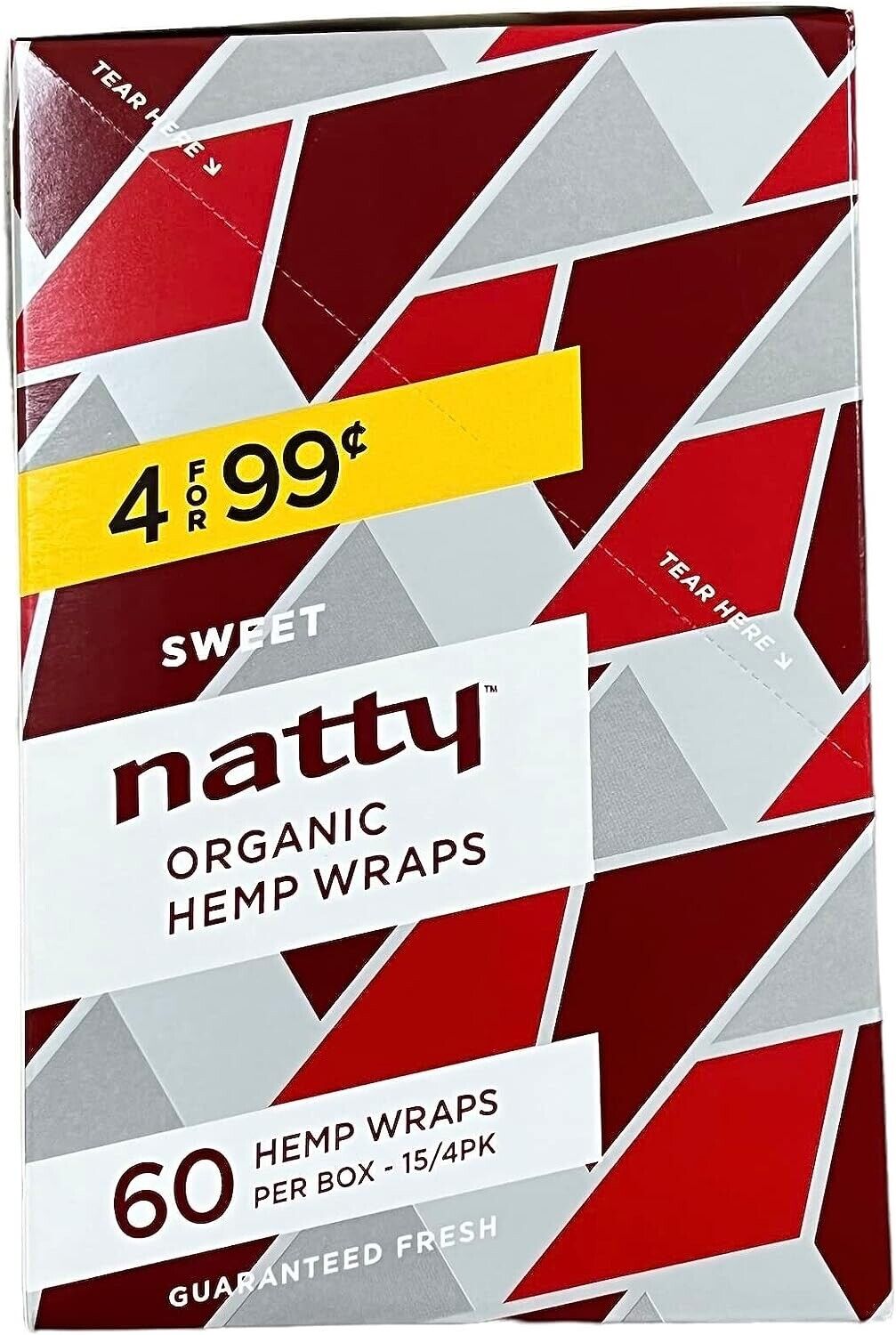 Natty Full Width Wraps 15 Packs Per Box 4 Wraps Per Pack (Sweet)