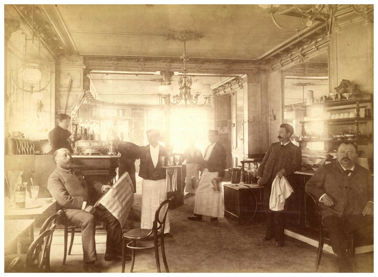Paris, Café, Place de l'Observatoire Vintage Print, Albumin Print  