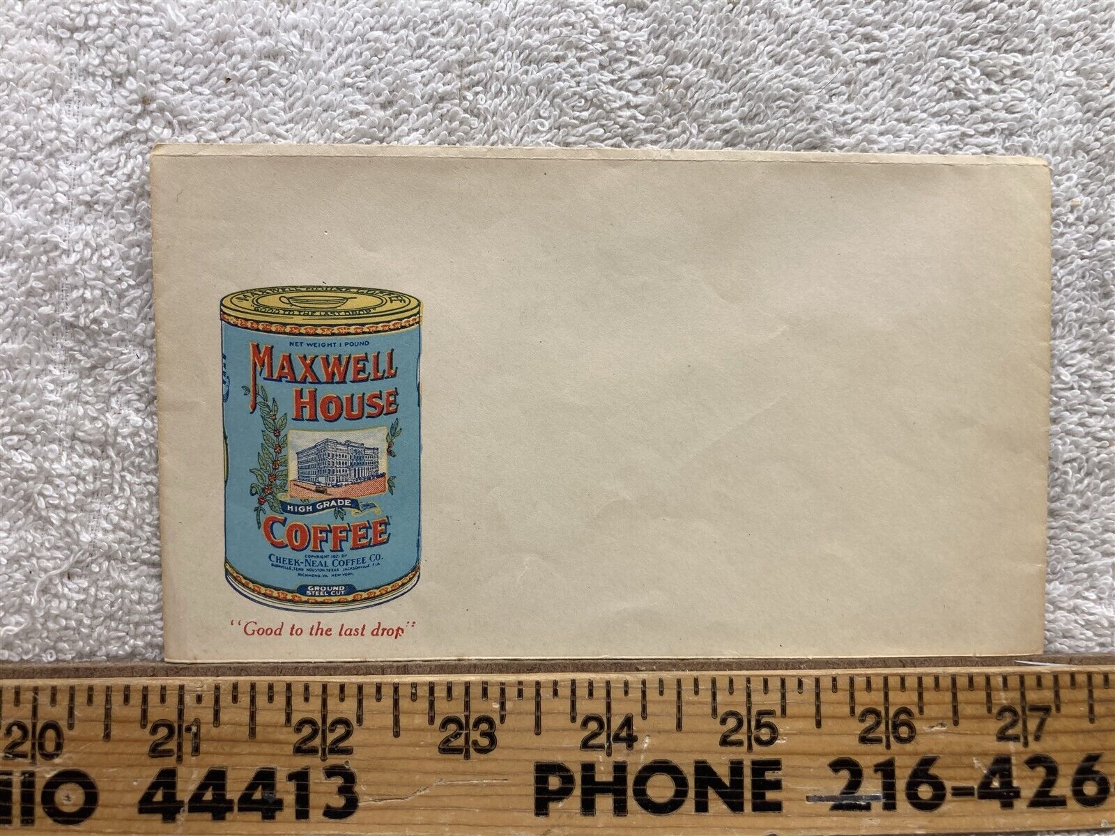 1910s 1920s Maxwell House Coffee Cheek Neal Empty Envelope Vintage