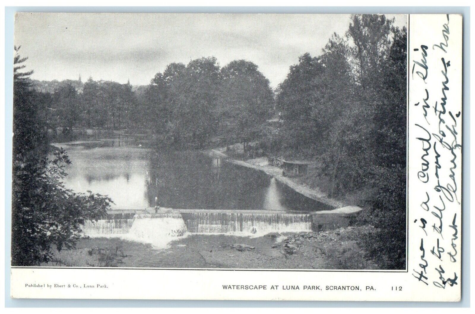 c1905 Scenic View Waterscape Luna Park Scranton Pennsylvania PA Vintage Postcard
