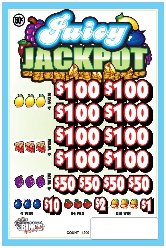 NEW .50c pull tickets**CLEARANCE SALE** JUICY JACKPOT .50c - Instant Tabs