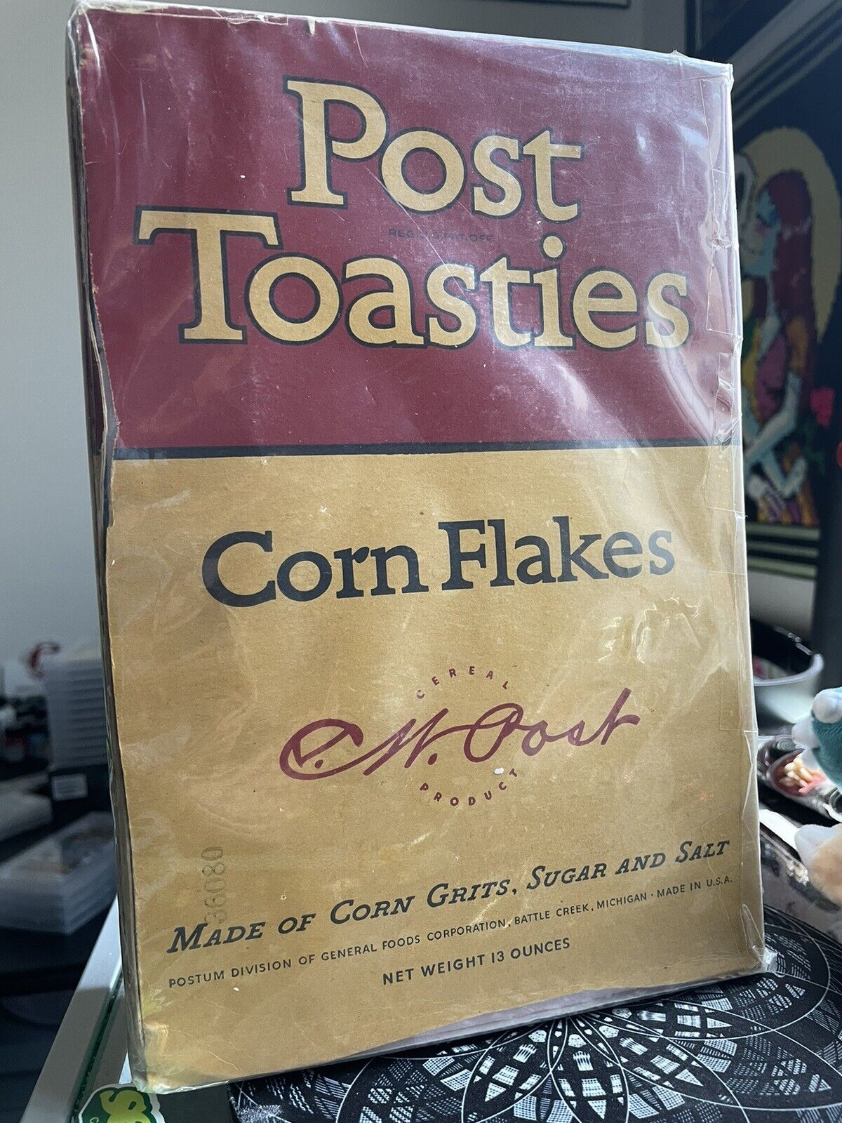 Vintage 1936 POST TOASTIES CORN FLAKES Cereal Box Flat