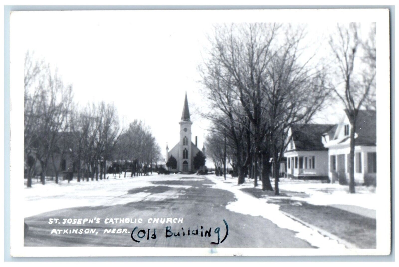 Atkinson Nebraska NE Postcard RPPC Photo St. Joseph\'s Catholic Church 1956
