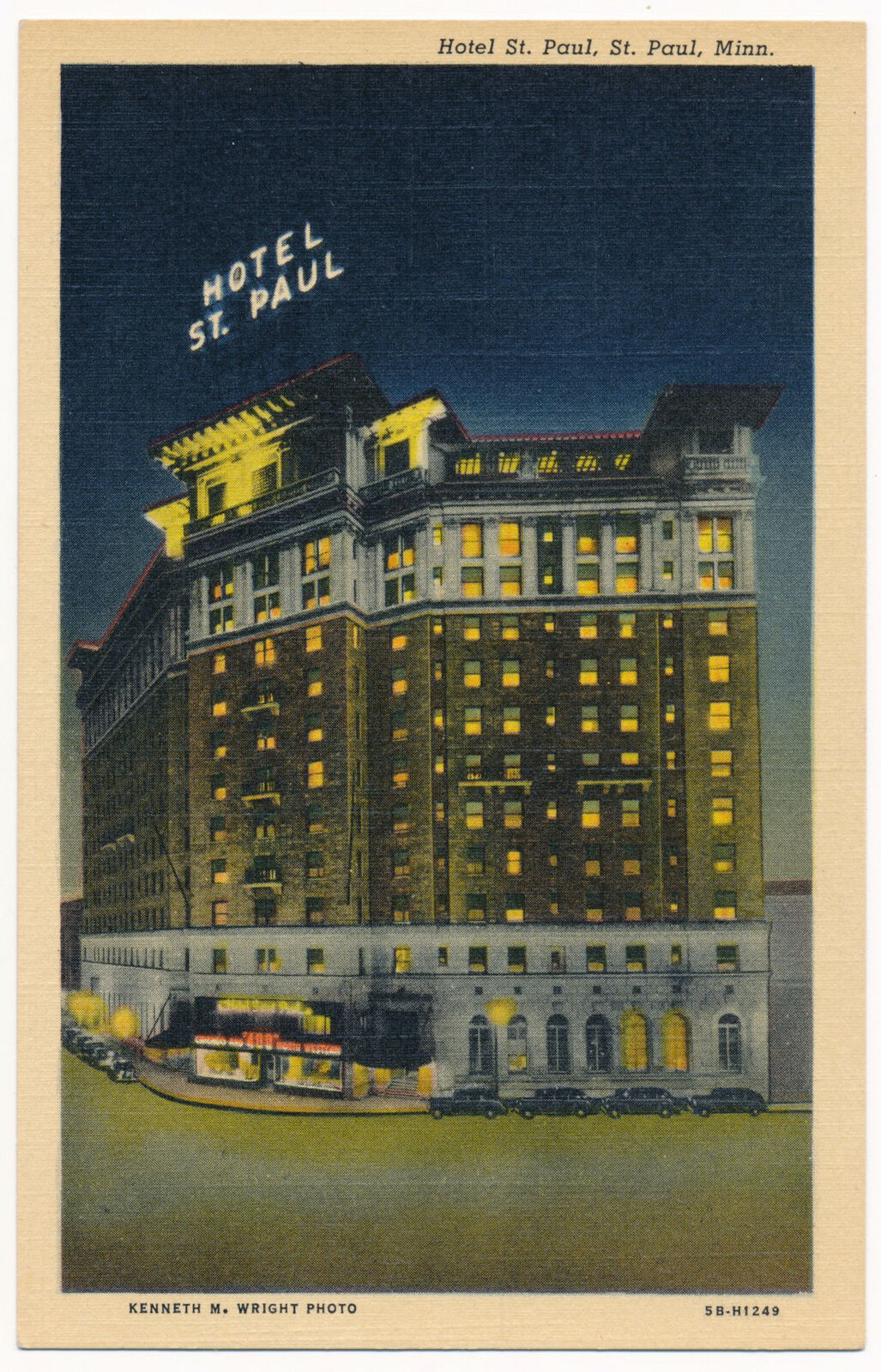 Night View of Hotel St. Paul, St. Paul, Minnesota 1940s