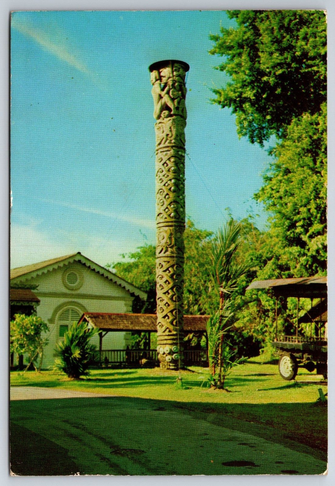 Dayak Sacred Pole Sarawak, Malaysia Vintage Postcard