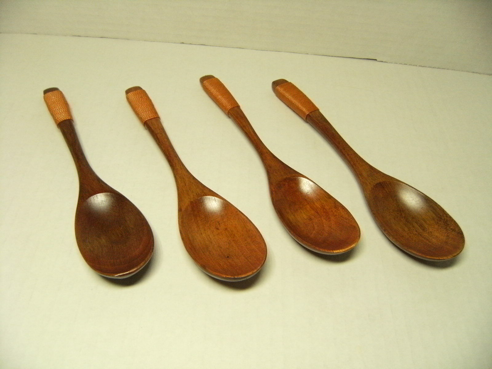 4 Pcs Set Handmade Natural Wood Wooden Table Spoons Soup Broth Cooking Kitchen