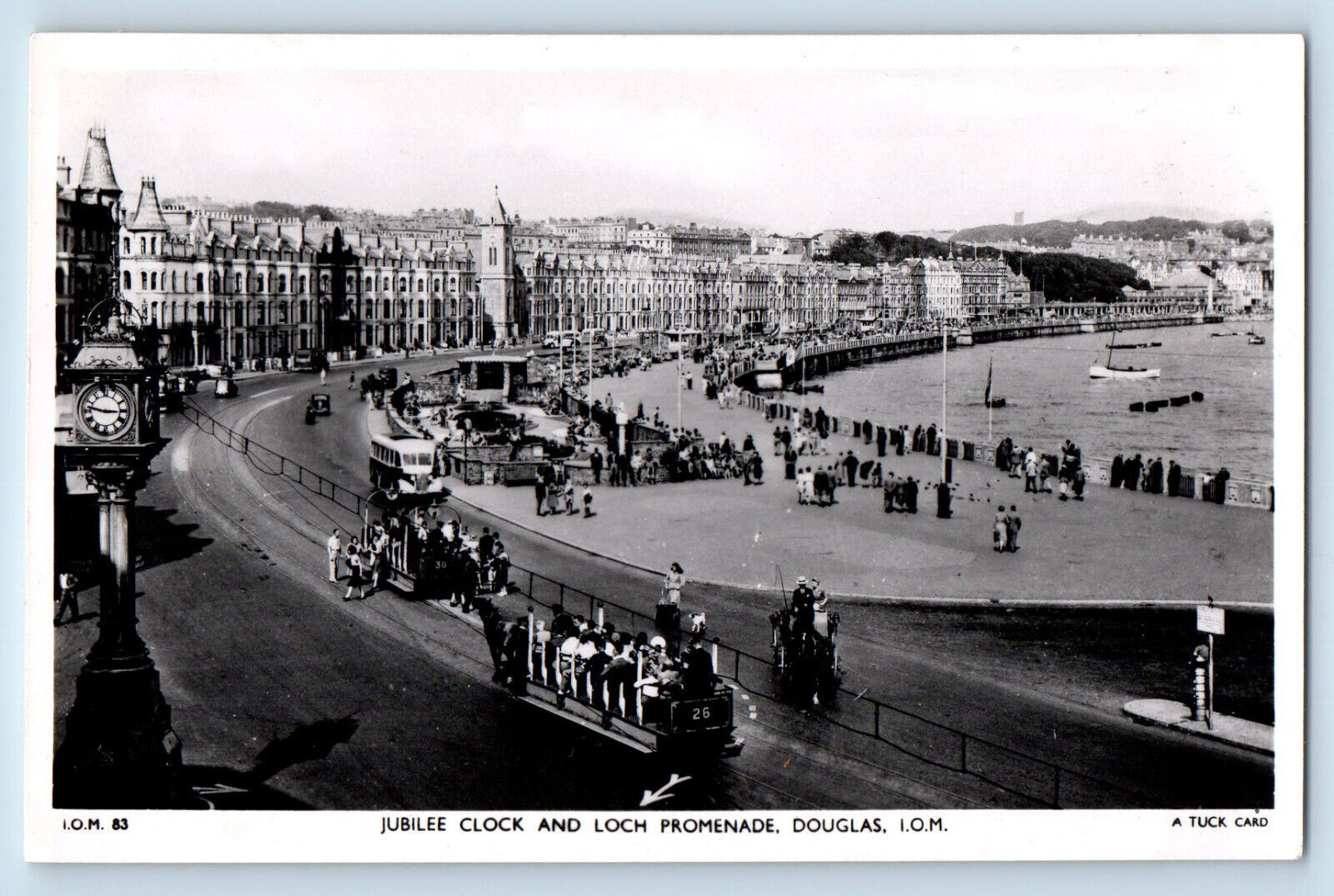 Douglas IOM Postcard Jubilee Clock and Loch Promenade c1930's Tuck RPPC Photo